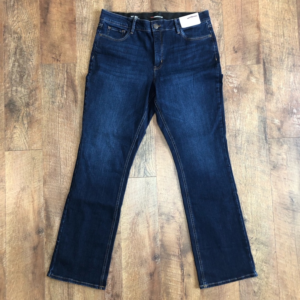 Liz Claiborne Sara Jeans Bootcut Mid Rise Secretly Slimming NWT Dark Wash 16 T